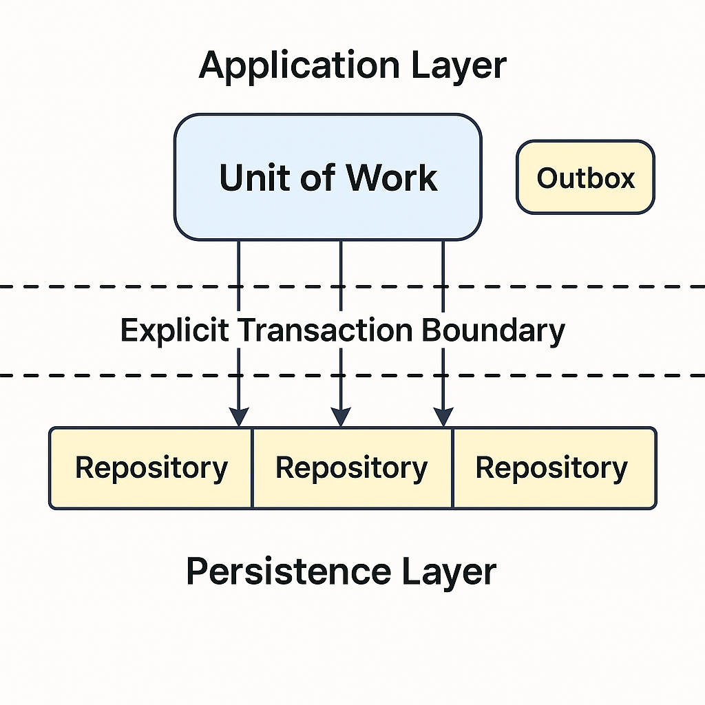 Conceptual diagram of a Unit of Work with application and persistence layers